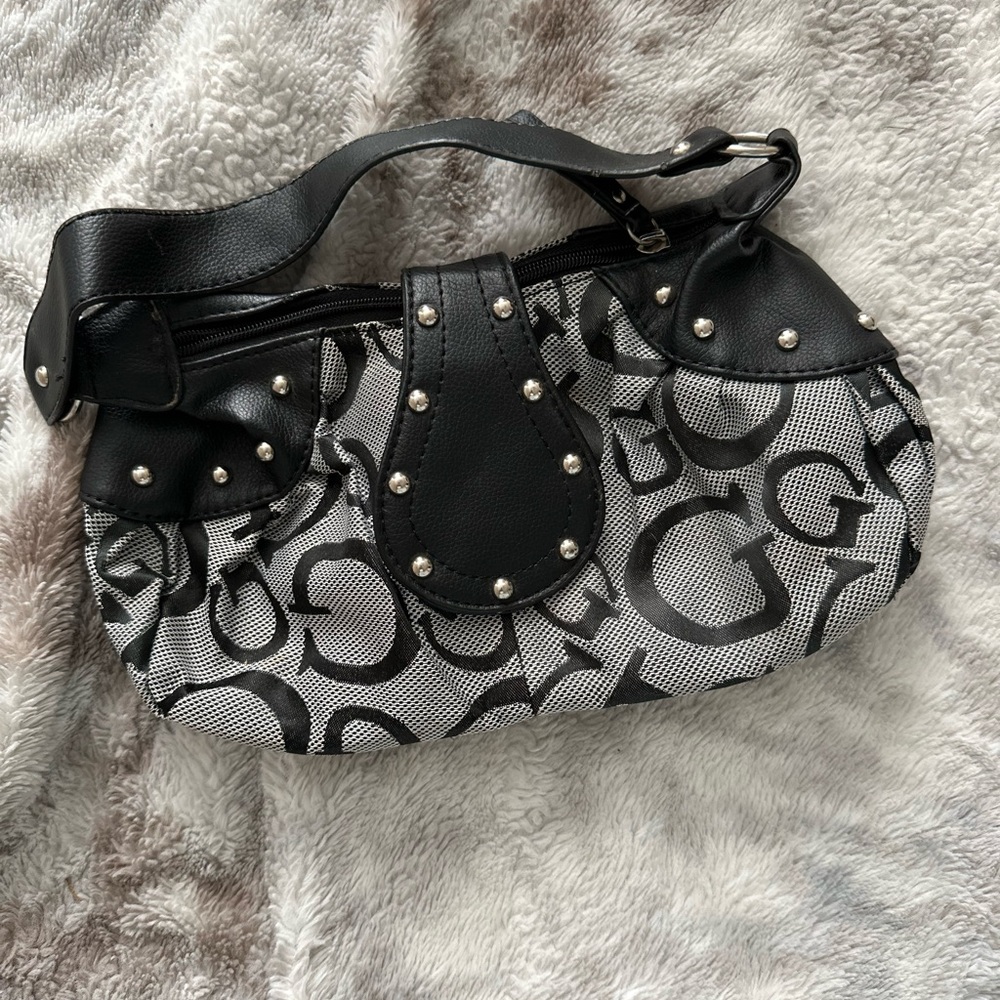 Black and White Shoulder Bag with Slouchy Silhouette